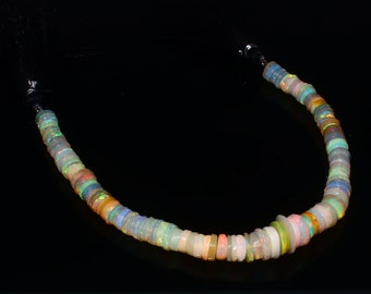 Ethiopian Opal Beads Strand: Natural Fire Opal Faceted Roundel Stone (5-9mm)