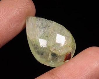 Prehnite Pear Shape Feceted Loose Gemstone For Making Jewelry 35.00 Ct 27X18X9 MM D-993