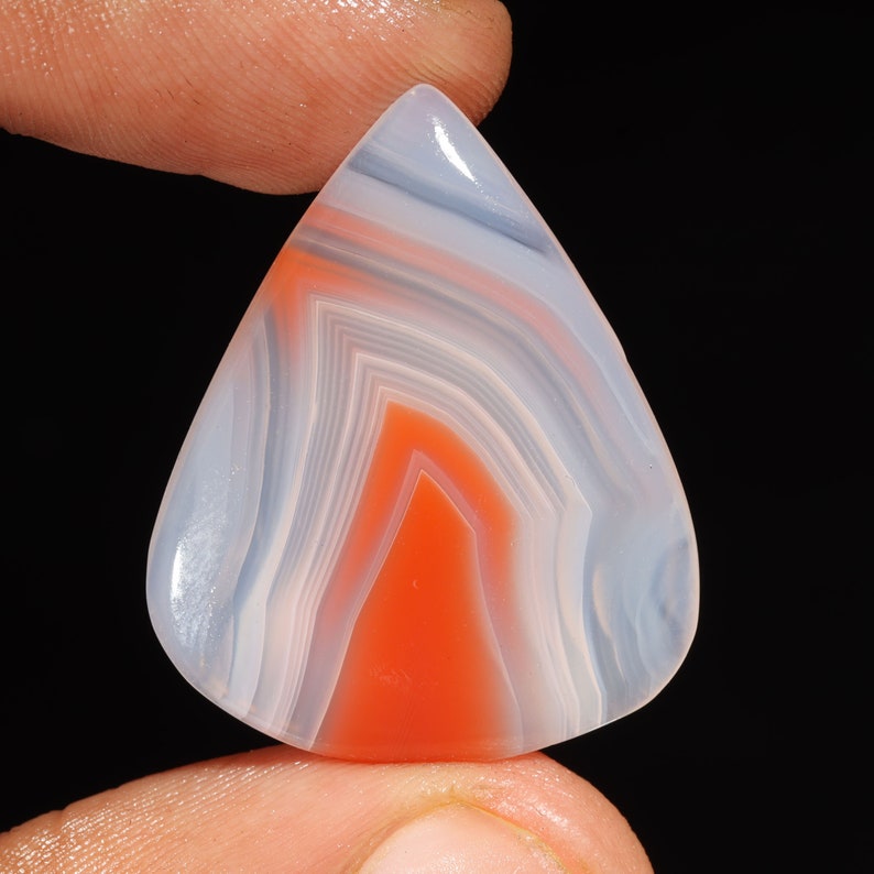 Exclusive Top Quality Natural Red Botswana Agate Pear Shape Cabochon Loose Gemstone For Making Jewelry 29.35 Ct 32X25X5 MM SS-132 image 3