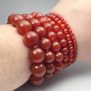 Natural Carnelian Stretch Bracelet - 8mm 10mm 12mm 14mm Red Carnelian Gemstone Beaded Bracelet - Carnelian Birthstone Crystal Boho Bracelet