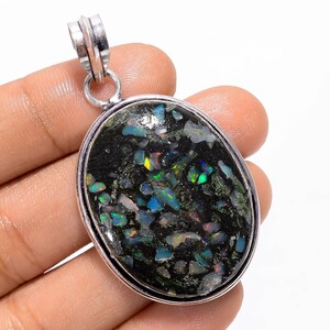 Vintage Style Spiny Ethiopian Opal Pendant: Handmade Sterling Silver Jewelry