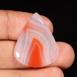 Exclusive Top Quality Natural Red Botswana Agate Pear Shape Cabochon Loose Gemstone For Making Jewelry 29.35 Ct 32X25X5 MM SS-132 image 2