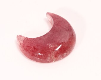 Stunning Top Quality Strawberry Quartz Moon Shape Cabochon Loose Gemstone For Making Jewelry 23.85 Ct 24X12X7 MM SS-205