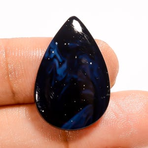 Naturlig blå Sieber Agat päronformad cabochon lös ädelsten för smyckestillverkning 14 ct. 25x16x4 mm B-2389