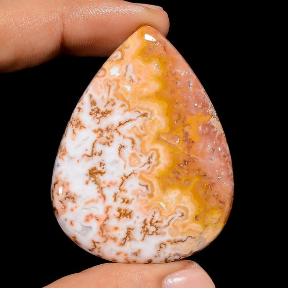 Rosita Jasper Pear Cabochon: Jewelry Making Gemstone (51x39x7 Mm