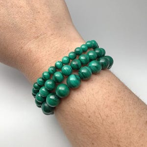 MALACHITE Crystal Bracelet - Round Beads - Beaded Bracelet, Handmade Jewelry, Healing Crystal Bracelet