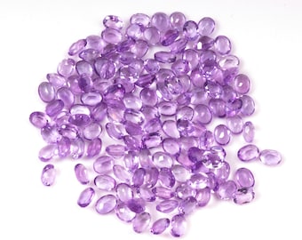 Faceted Amethyst Gemstone Lot: 22.15 Ct Oval Loose Stones (4X3X2 MM)