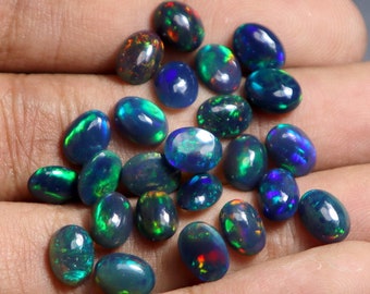 Ethiopian Black Opal Cabochon Lot: Welo Opal Gemstones for Jewelry