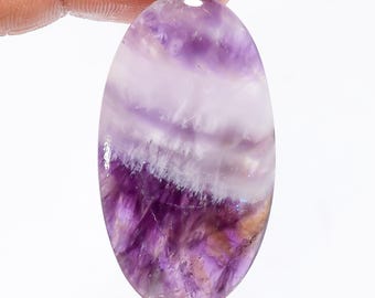 Natural Chevron Amethyst Cabochon: Oval Gemstone, 43 Ct (43X23X4 mm)