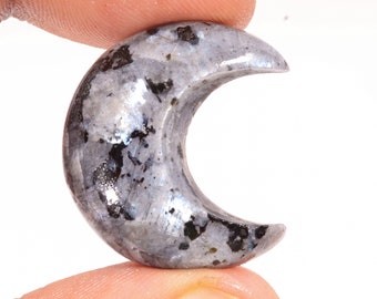 Natural Larvikite Gemstone Rainbow Moon Moon Shape Cabochon Loose Gemstone For Making Jewelry 26.35 Ct 26X13X7 MM SS-176