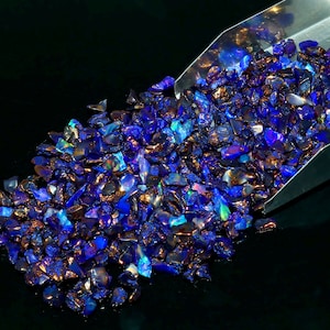 100 Pcs Blue Welo Opal: Ethiopian Opal Rough, Rainbow Fire Polish (3mm 5mm)