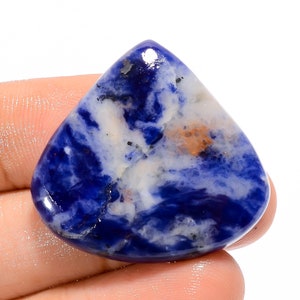 Sodalite Gemstone Heart Shape Cabochon Loose Gemstone For Making Jewelry 39.5 Ct. 29X31X5 mm B-109