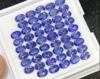 50 Pcs Natural Tanzanite Gemstone Lot: 6x4mm Oval Faceted Cut