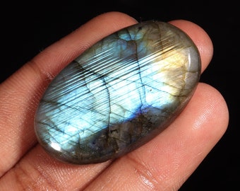 Marvellous Top Quality Natural Labradorite Oval Shape Cabochon Loose Gemstone For Making Jewelry 77.00 Ct 43X26X8 MM D-126