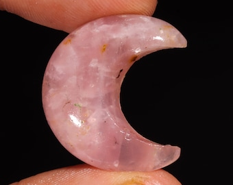 Dazzling Top Quality Rose Quartz Crystal Moon Loose Gemstone For Making Jewelry 23.10 Ct 26X13X7 MM SS-214