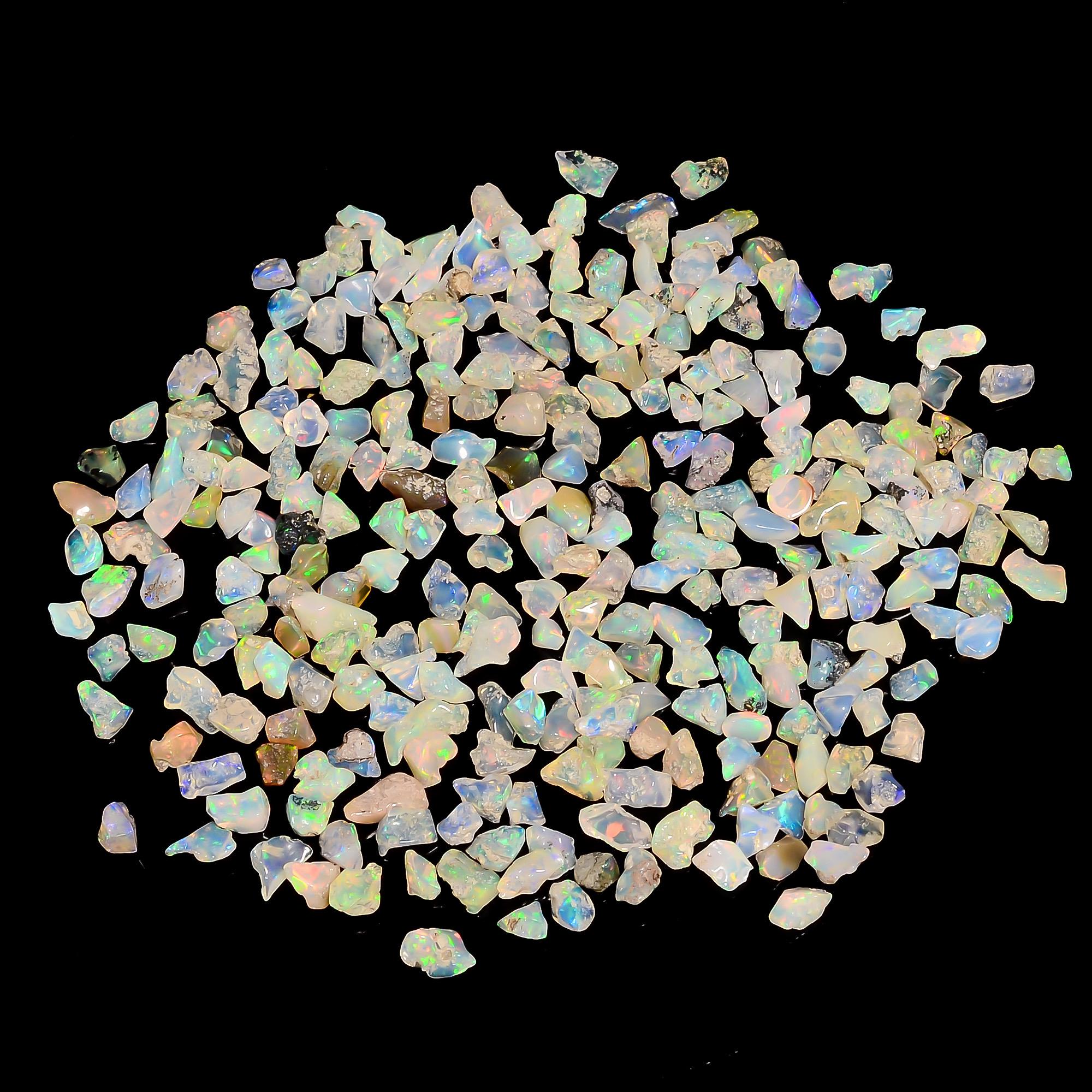 100 Pcs Crushed Ethiopian Opal: White Fire Mini Gems (3-5mm)