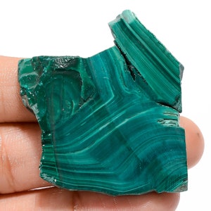 Malachite Gemstone Slice: 82 Ct, 44X37X4 mm, Jewelry Making