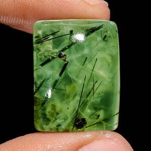 Prehnite Gemstone Radiant Shape Cabochon Loose Gemstone For Making Jewelry 34.5 Ct 22X17X7mm B-155