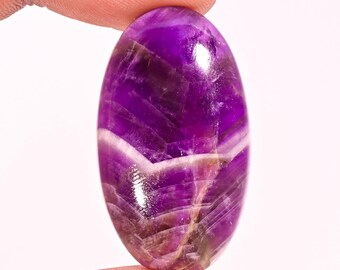 Natural Chevron Amethyst Cabochon: Oval Loose Gemstone, 45.30 Ct