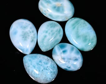 Natural Larimar Cabochon Lot: Mix Shape Loose Gemstones, 43.40 Ct
