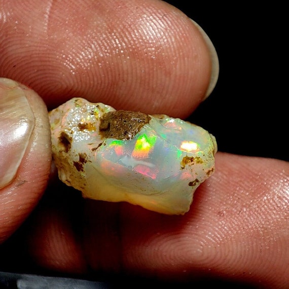 Ethiopian Opal Rough: AAA Grade Rainbow Fire Gemstone (14 Cts)