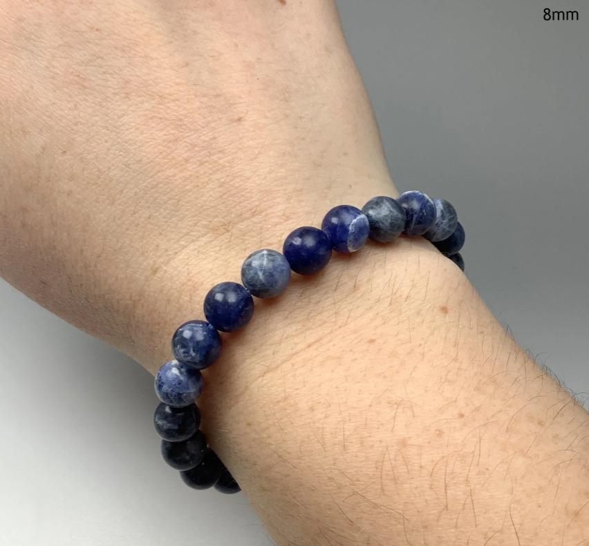 ブルーソーダライトクリスタルブレスレット：研磨された宝石ジュエリー