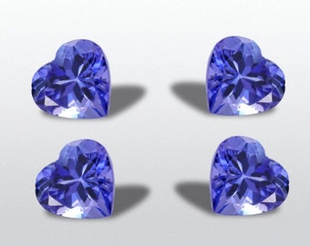 5mm 4 Pcs Blue Tanzanite Heart Shapped Natural Tanzanian Loose Gemstone