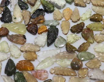 Carved Tourmaline Leaf Gemstone: Multi-Color Loose Stone (12x5x3mm, 6x4x1mm)