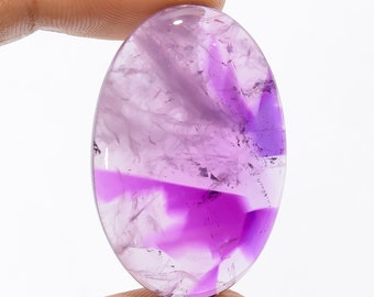 Trapiche Amethyst Gemstone: Oval Cabochon, 51.5 Ct