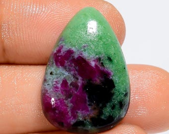 Ruby Zoisite Pear Cabochon: Loose Gemstone (24X17X6 mm, 25 Ct.)