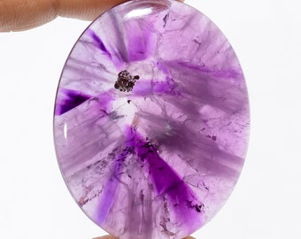 Trapiche Amethyst Gemstone: Oval Cabochon, 93.5 Ct