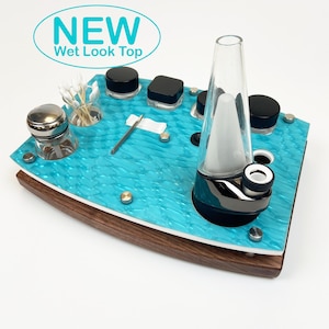 3D Bubble Puffco Dab Rig Station Organizer for Peak or Pro Portable Cannabis Vaporizer Dab Session, ISO Pump, Swab Vase, Tool Rest, Aqua
