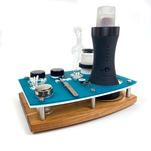 Dr.Dabber SWITCH Holder, Rig Station Dab Session Organizer ~ Dab Vaporizer Stand, Glass ISO Pump Dispenser, Swab Jar, Many Colors, 12X9"
