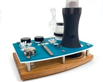 Dr.Dabber SWITCH Holder, Rig Station Dab Session Organizer ~ Dab Vaporizer Stand, Glass ISO Pump Dispenser, Swab Jar, Many Colors, 12X9"