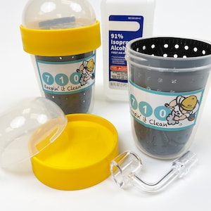 Quartz Banger Terps Cleaning Basket Soaking Cup With Storage in the Lid ~ 10oz liquid capacity