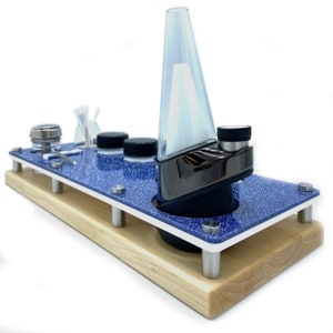 Puffco Peak or Pro Glitter Dab Rig Station, Concentrate Vaporizer Tray Organizer for Cannabis Dab Users ~ Includes ISO Pump and Swab Holder