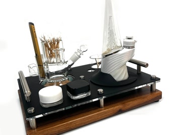Puffco Pro Serving Tray with INNOVA Glass ISO Station, Carrying Handles and Slot for Charging Base
