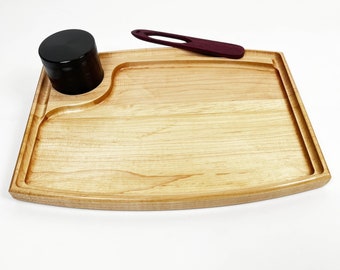 Smoker's Premium Hard Wood Cannabis Herb Rolling Set - Includes Grinder and Cigarette Holder - One Piece Rectangular Lap Size