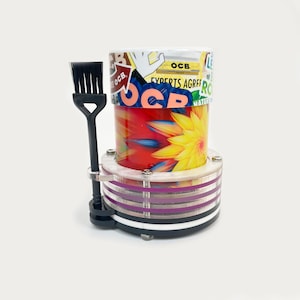 Wakit Grinder Stand for Wakit (TM) Ball and Chain Kitchen Grinder ~ Colored Acrylic Rings with Mini Broom