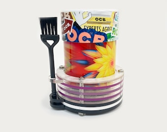 Wakit Grinder Stand for Wakit (TM) Ball and Chain Kitchen Grinder ~ Colored Acrylic Rings with Mini Broom