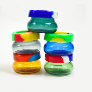 Mini Glass Storage Jars for Quartz Terp Pearls, Pills, and Other Small Items ~ E-Tray Dab Accessory ~ Assorted Colors