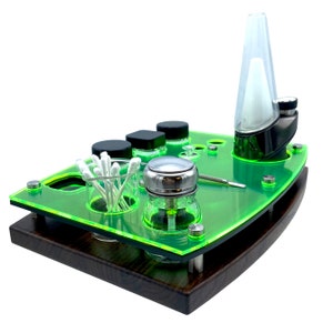 Puffco *Neon Glowing Edge* Rig Station Organizer for Dab Wax Vaporizer Peak or Pro Neon Collection for Peak or Pro, ISO Pump, Swab Cup,