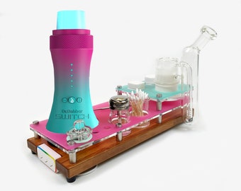 Suga Sean Edition Dr. Dabber Switch Compatible 2 Tier 2 Color Rig Station with RBG Programmable Light Strip Dock for Glass Accessory Pieces