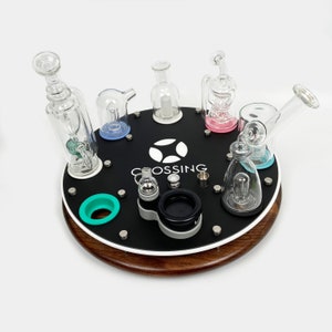 Crossing Core 2.0 Glass Storage Lazy Susan Revolving Dab Rig Station for Your Core 2.0 Vaporizer and up to Seven Glasses