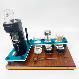 Dr. Dabber SWITCH 2 Holder, Rig Station Dab Session Organizer ~ Dab Vaporizer Stand, Glass ISO Pump Dispenser, Swab Jars, Size: 12X9"
