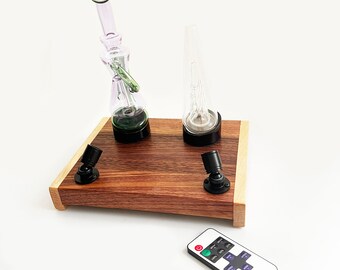 The Puffco Peak or Pro Glass Stand Stage with Spot Lights and  Remote Control