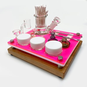 Mini Dab Session Organizing Tray, Dab Cleaning Station With TAG Brand ISO Swab Jar, Bangers, Carb Cap Storage, Wax Concentrate Jar Storage
