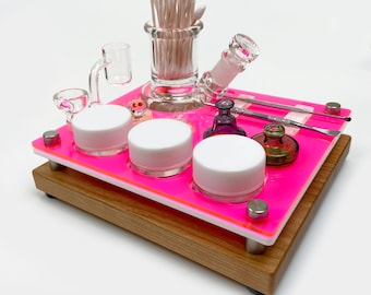 Mini Dab Session Organizing Tray, Dab Cleaning Station With TAG Brand ISO Swab Jar, Bangers, Carb Cap Storage, Wax Concentrate Jar Storage