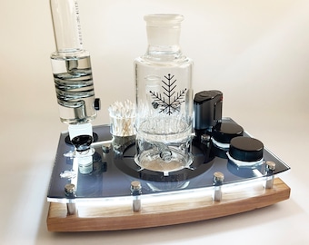 Freeze Pipe LED "Light Glow" Rig Station Tray Session Organizer Stores Glass Safely