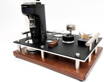 Dr. Dabber SWITCH 2 Holder, Rig Station Dab Session Organizer ~ Dab Vaporizer Stand, Glass ISO Pump Dispenser, Swab Jars, Size: 12X9"